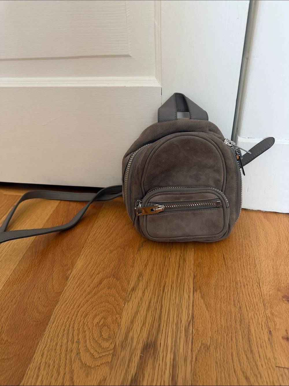 Alexander Wang Compact Suede Crossbody Bag in Gray